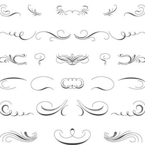 Pen Strokes Ornamental Corner Set 05