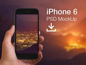 Dark iPhone 6 MockUp Hand View PSD