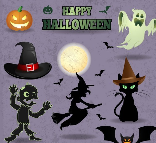 Vector Happy Halloween Design Elements