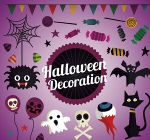 Cartoon Halloween Decoration Vector 02