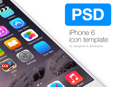 iOS 8 Icon Template For iPhone 6 PSD