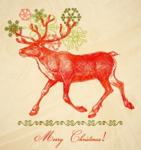 Hand Painted Santa Claus's Reindeer Vector