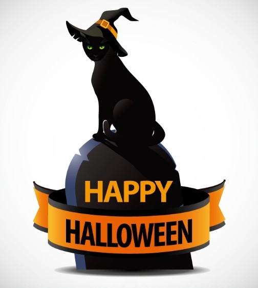 Halloween Witch Cat Vector