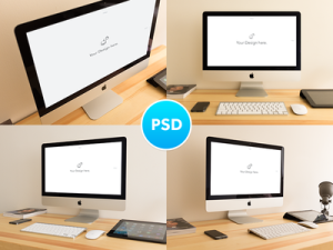 4 iMac Mockups PSD