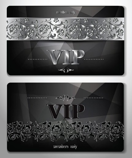 Dark Polygon VIP Card Template Vector