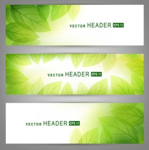 Sunshine Green Leaves Header Set Vector