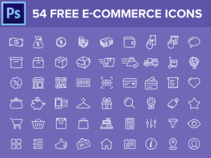 54 E-commerce Line Icons PSD