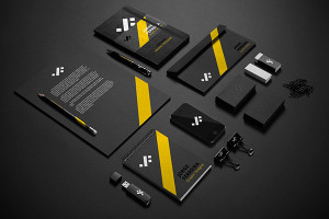 Black Stationery Mockup