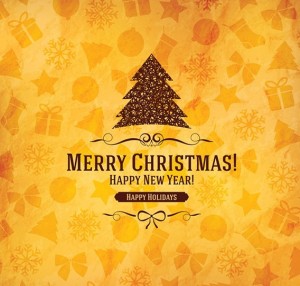 Elegant Orange Christmas & New Year Background Vector 01