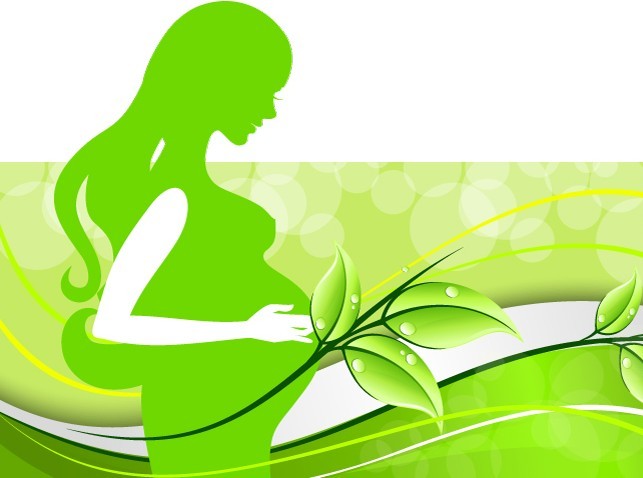 Green Pregnant Woman Silhouette Vector