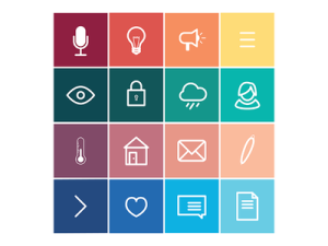 16 Flat Block UI Icons Vector