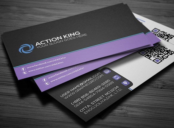 Black & Violet Creative Business Card Template PSD