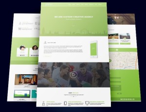 Sixteen Flat One Page Agency Template PSD