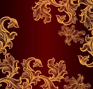 Vintage Gold Floral Pattern Vector 01