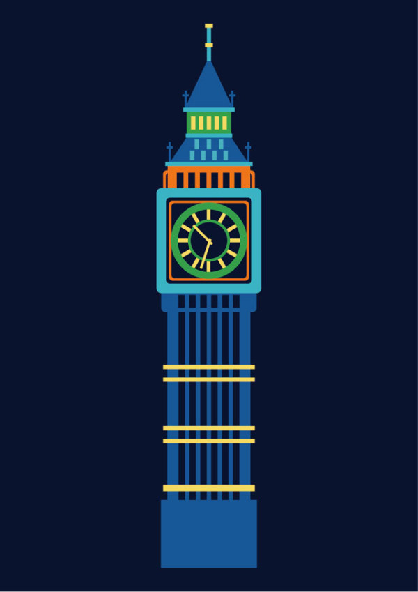 Flat Big Ben Vector