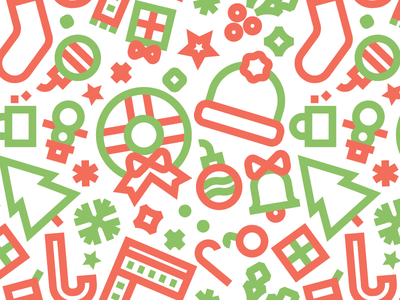 Red & Green Christmas Pattern Vector