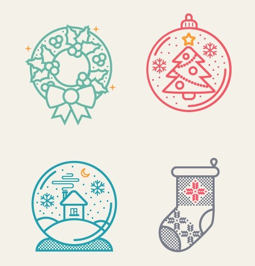 4 Simple Vector Christmas Icons