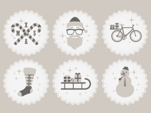 6 Hipster Christmas Vector Badge & Icons