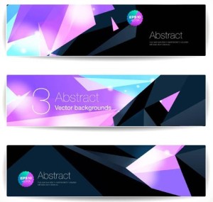 Abstract Tech Polygon Banner Set Vector