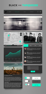 Black & Turquoise UI Kit PSD