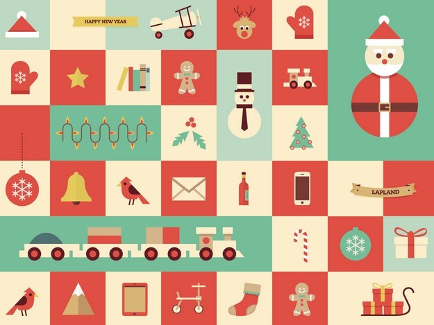 Flat Style Christmas Elements Vector