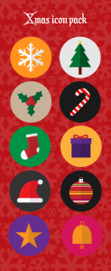 10 Xmas Flat Round Icons PNG