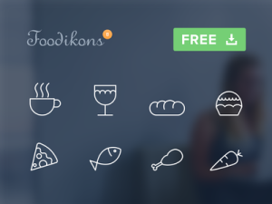 8 Food Line Icons PSD