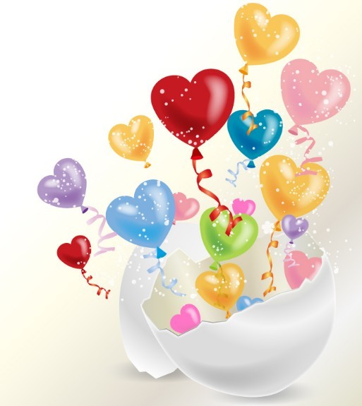 Colorful Heart Balloons Vector