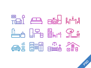 12 Gradient House Icons PSD