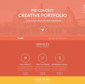 Creative Flat One Page Web Template PSD