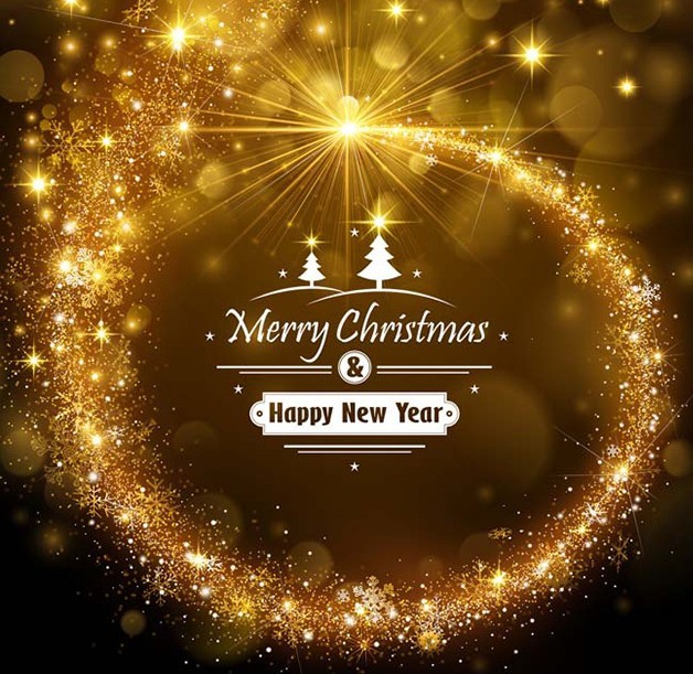 Shiny Gold Christmas & New Year Background Vector