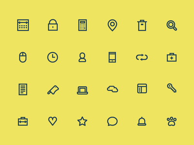 24 Minimal Outlined Icons PSD