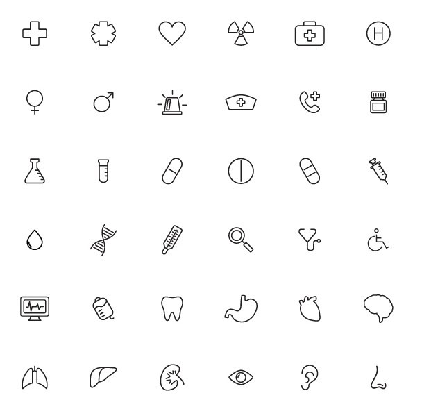 36 Health Line Icons Vector