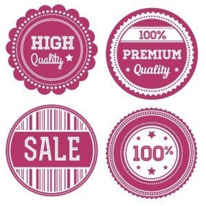 4 Red Circular Quality Badges Vector