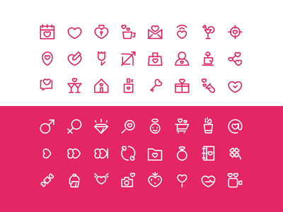 Valentine's Day Outline Icon Set Vector