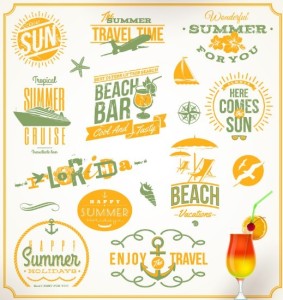 Orange Summer Beach Holiday Design Elements Vector