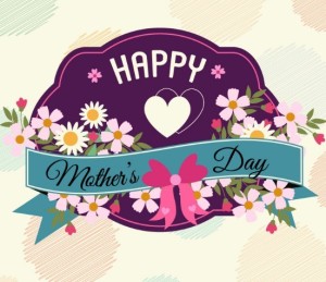 Vintage Happy Mother's Day Flower Badge Vector