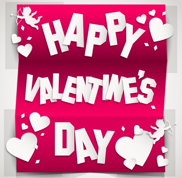 3D Tri-Fold Happy Valentine's Day Card Vector