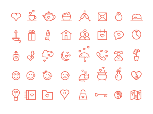 40 Valentine's Day Icons Set (PSD+Vector)