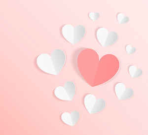 3D Folded Paper Love Hearts Vector