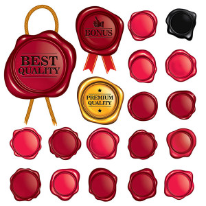 3D Red Quality Badge Set Vector