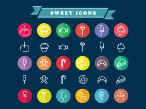 18 Flat Sweet Icon Vector