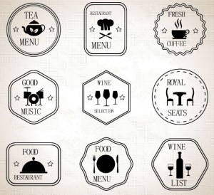 9 Food and Drinks Badges Vector