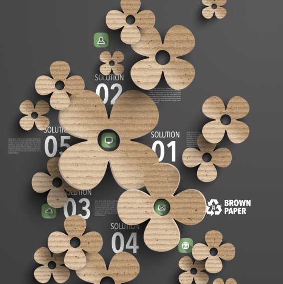 Brown Paper Flowers Background Vector