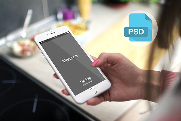 Realistic White iPhone 6 Mockup PSD