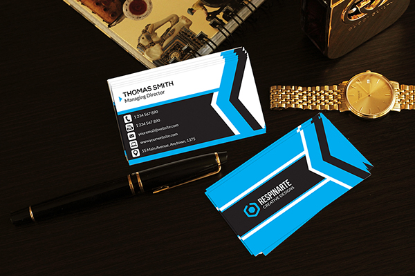 Modern Blue Corporate Business Card Template PSD