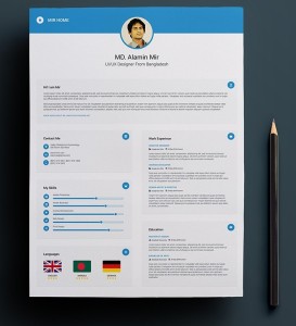 Resume with Business Card Mockup PSD