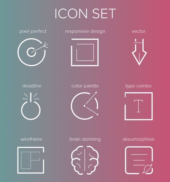 9 Outlined Web UI Icons PSD