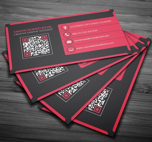 Red & Drak Modern Corporate Business Card Mockup