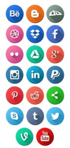 20 Flat Round Social Media Icons (PSD+PNG)